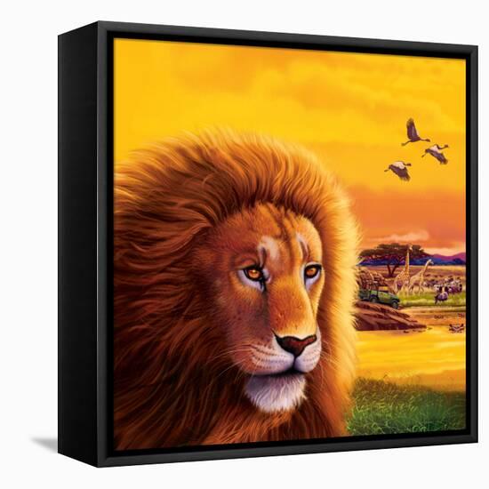 Big Buck Safari Lion Cabinet Art-John Youssi-Framed Stretched Canvas