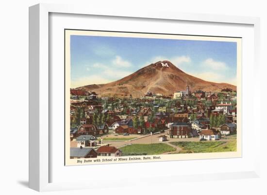 Big Butte with M, Butte, Montana-null-Framed Art Print