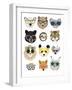 Big Cats In Fancy Glasses-Hanna Melin-Framed Art Print