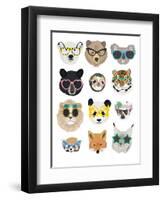 Big Cats In Fancy Glasses-Hanna Melin-Framed Art Print