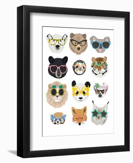 Big Cats In Fancy Glasses-Hanna Melin-Framed Art Print