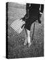 Big Checked Handbag with Matching Shoes, New Mode in Sports Fashions, at Roosevelt Raceway-Nina Leen-Stretched Canvas