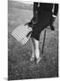 Big Checked Handbag with Matching Shoes, New Mode in Sports Fashions, at Roosevelt Raceway-Nina Leen-Mounted Photographic Print
