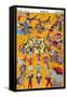 Big Circus, Japanese Wood-Cut Print-Lantern Press-Framed Stretched Canvas