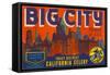 Big City Celery Crate Label-null-Framed Stretched Canvas