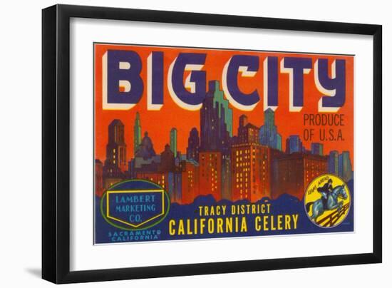 Big City Celery Crate Label-null-Framed Art Print