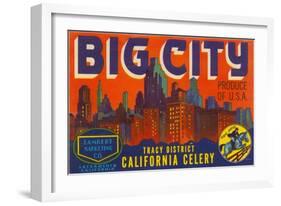 Big City Celery Crate Label-null-Framed Art Print