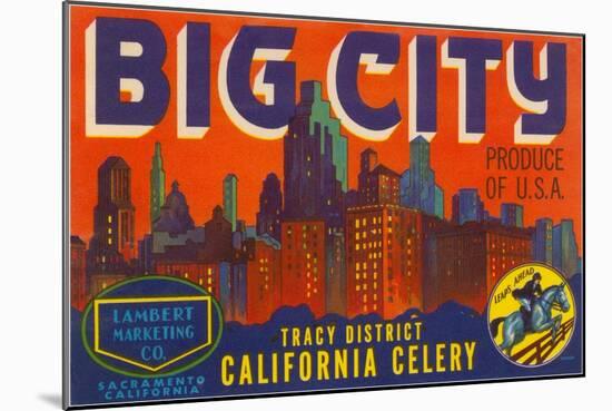 Big City Celery Crate Label-null-Mounted Art Print