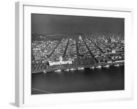 Big Clippers Moored Along San Diego Embarcado Building-null-Framed Photographic Print