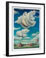 Big Clouds over Circus Tents, 1992 (Oil on Paper)-Carolyn Hubbard-Ford-Framed Giclee Print