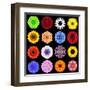 Big Collection of Various Colorful Pattern Flowers-tr3gi-Framed Art Print