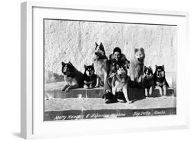 Big Delta, Alaska - Mary Hansen and Siberian Huskies-Lantern Press-Framed Art Print