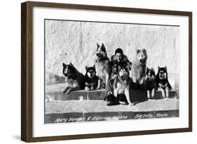 Big Delta, Alaska - Mary Hansen and Siberian Huskies-Lantern Press-Framed Art Print