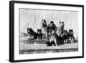 Big Delta, Alaska - Mary Hansen and Siberian Huskies-Lantern Press-Framed Art Print