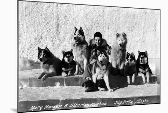 Big Delta, Alaska - Mary Hansen and Siberian Huskies-Lantern Press-Mounted Art Print