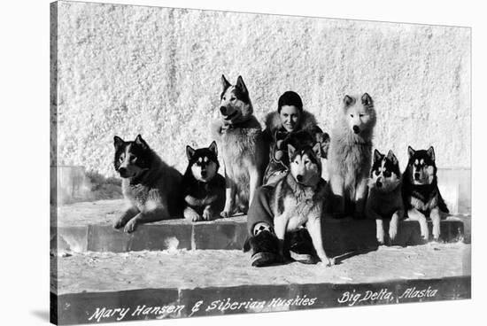 Big Delta, Alaska - Mary Hansen and Siberian Huskies-Lantern Press-Stretched Canvas