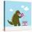 Big Dinosaur Attacking Donut Cafe Cartoon Vector Illustration-dmitriylo-Stretched Canvas