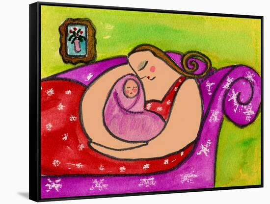 Big Diva Asleep with Baby-Wyanne-Framed Stretched Canvas