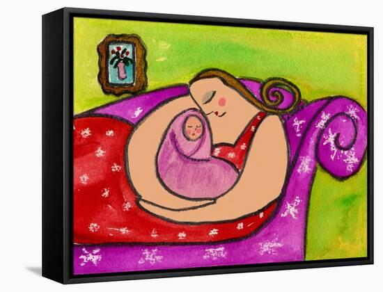 Big Diva Asleep with Baby-Wyanne-Framed Stretched Canvas