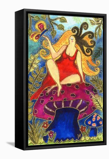 Big Diva Fairy on Mushroom-Wyanne-Framed Stretched Canvas