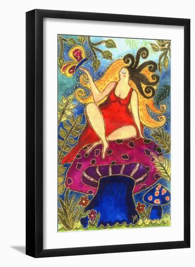 Big Diva Fairy on Mushroom-Wyanne-Framed Giclee Print