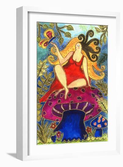 Big Diva Fairy on Mushroom-Wyanne-Framed Giclee Print