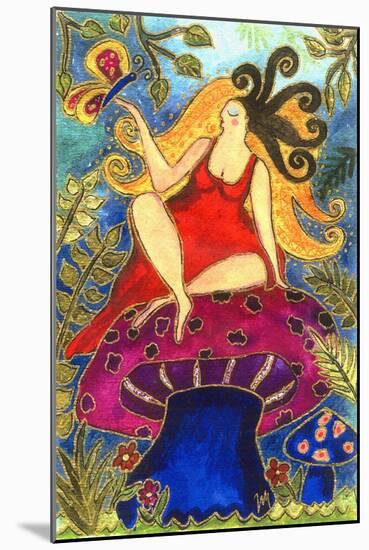 Big Diva Fairy on Mushroom-Wyanne-Mounted Giclee Print