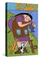 Big Diva Fishing with Cats-Wyanne-Stretched Canvas