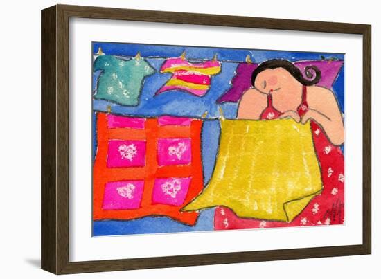 Big Diva Hanging Laundry to Dry-Wyanne-Framed Giclee Print