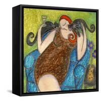 Big Diva Kitty Hugs-Wyanne-Framed Stretched Canvas