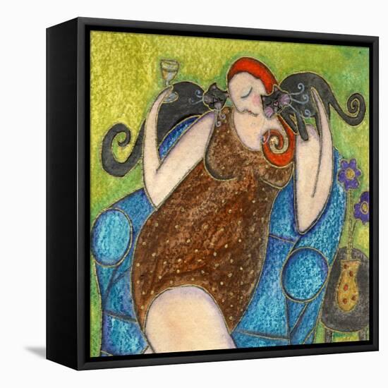 Big Diva Kitty Hugs-Wyanne-Framed Stretched Canvas