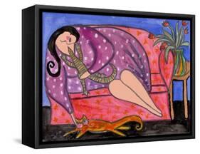 Big Diva Lounging with Lizard and Kitty-Wyanne-Framed Stretched Canvas