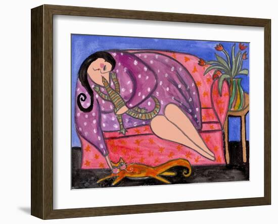 Big Diva Lounging with Lizard and Kitty-Wyanne-Framed Giclee Print