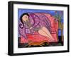 Big Diva Lounging with Lizard and Kitty-Wyanne-Framed Giclee Print