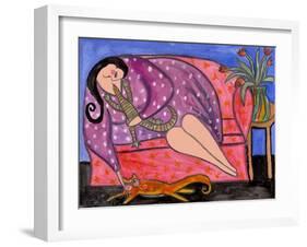 Big Diva Lounging with Lizard and Kitty-Wyanne-Framed Giclee Print