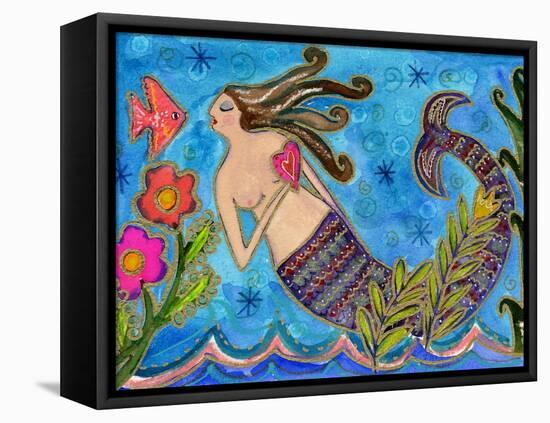 Big Diva Mermaid with Heart-Wyanne-Framed Stretched Canvas