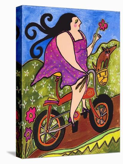 Big Diva Riding Bicycle-Wyanne-Stretched Canvas