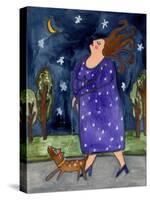 Big Diva Walking Little Dog-Wyanne-Stretched Canvas