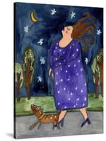 Big Diva Walking Little Dog-Wyanne-Stretched Canvas