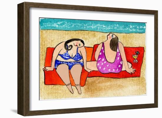 Big Divas Lounging on the Beach-Wyanne-Framed Giclee Print