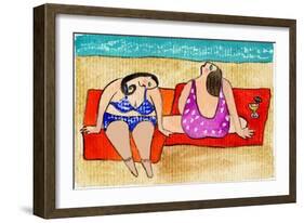 Big Divas Lounging on the Beach-Wyanne-Framed Giclee Print