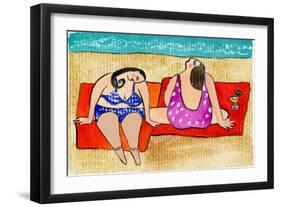 Big Divas Lounging on the Beach-Wyanne-Framed Giclee Print