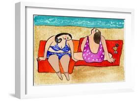 Big Divas Lounging on the Beach-Wyanne-Framed Giclee Print