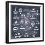 Big Doodled Transportation Icons Collection in Black-And-White. Travel Set with Retro Cars, Air-Bal-smilewithjul-Framed Art Print