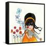 Big Eyed Girl Butterflies and Bees-Wyanne-Framed Stretched Canvas