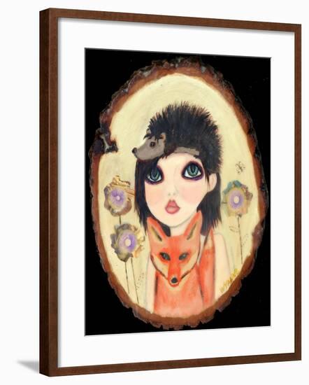 Big Eyed Girl Fox and Hedgehog-Wyanne-Framed Giclee Print