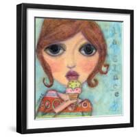 Big Eyed Girl Ice Cream Cone-Wyanne-Framed Giclee Print