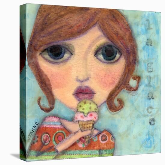 Big Eyed Girl Ice Cream Cone-Wyanne-Stretched Canvas