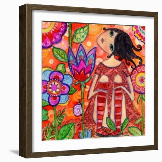 Big Eyed Girl Magic Flower Garden-Wyanne-Framed Giclee Print