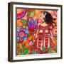 Big Eyed Girl Magic Flower Garden-Wyanne-Framed Giclee Print